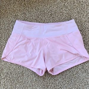 Lululemon 4 inch shorts, light pink